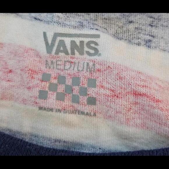 VANS Women's Striped Cropped Tee - Red, Navy & White Size Medium - Picture 5 of 7